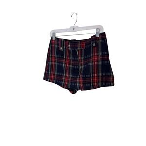 Free People Hot Pants Womens 6 Blue Red Plaid Lined Shorts Fall Winter
